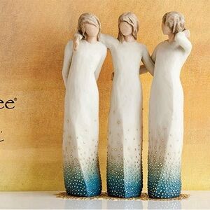 Willow Tree Embrace Trio Figurine in White and Blue
